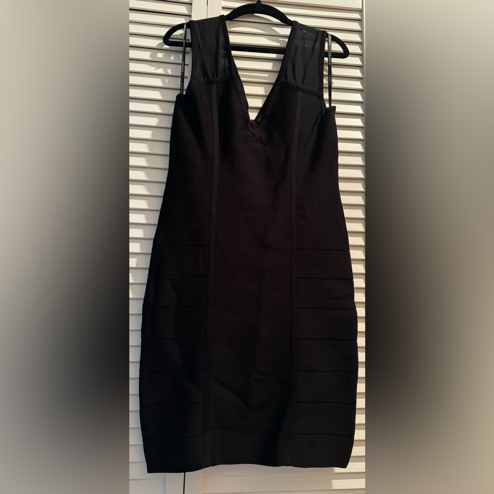 Bebe bodycon black seam detail mini dress